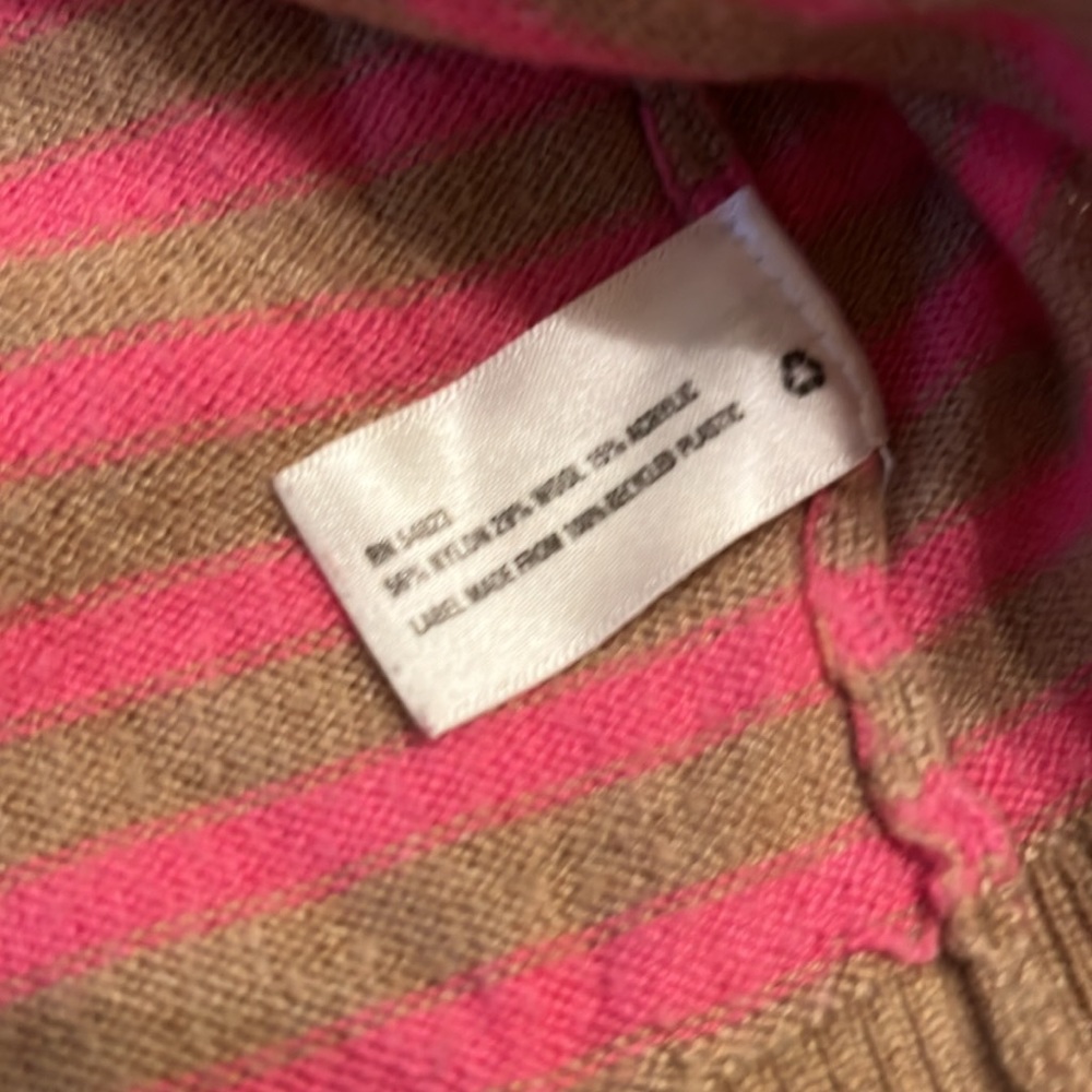 GAP Women’s Pink & Tan Striped High-Low Lightweight Sweater Size L - Picture 4 of 7